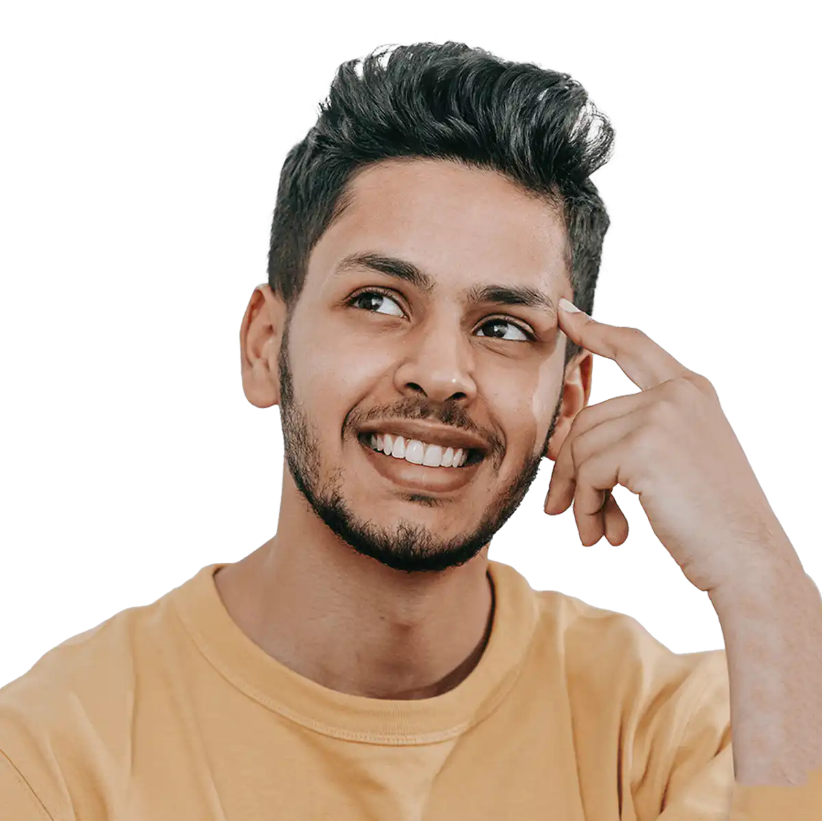 Person smiling and thinking