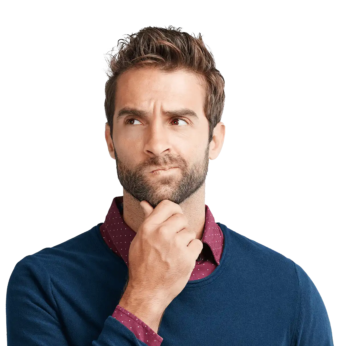 Person smiling and thinking