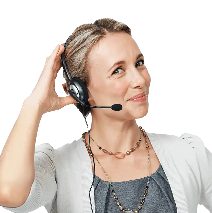 Employee using a headset