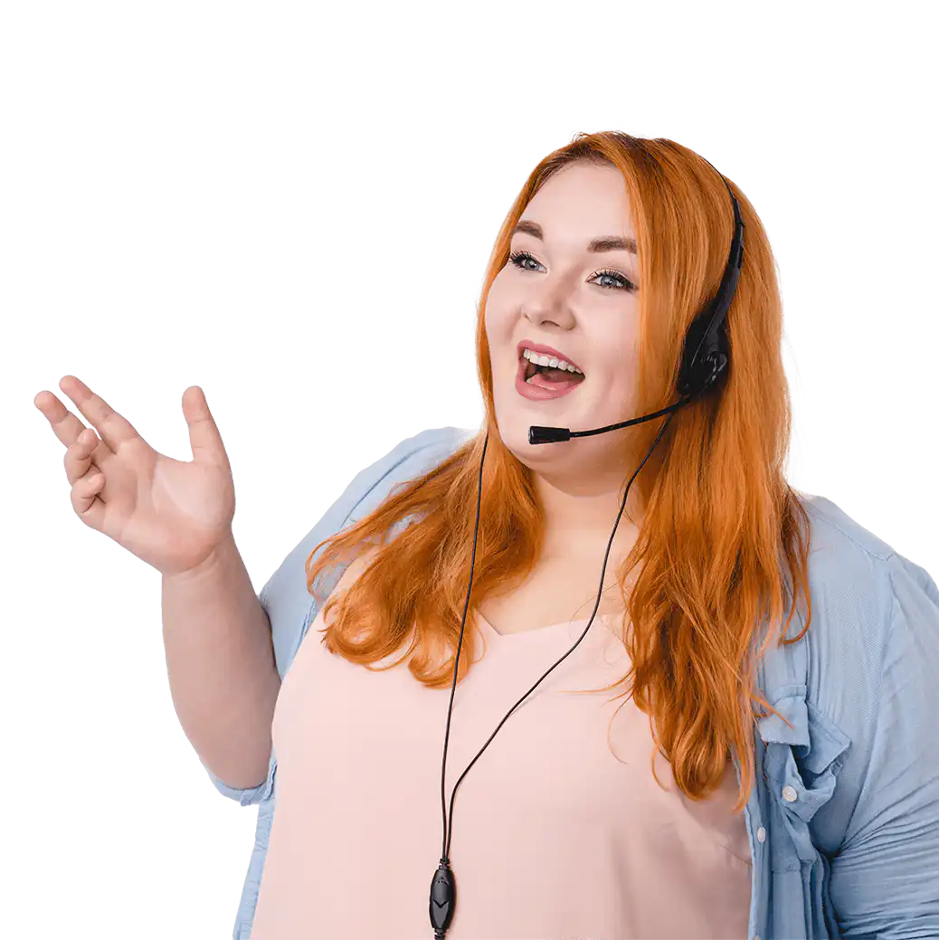 Employee using a headset