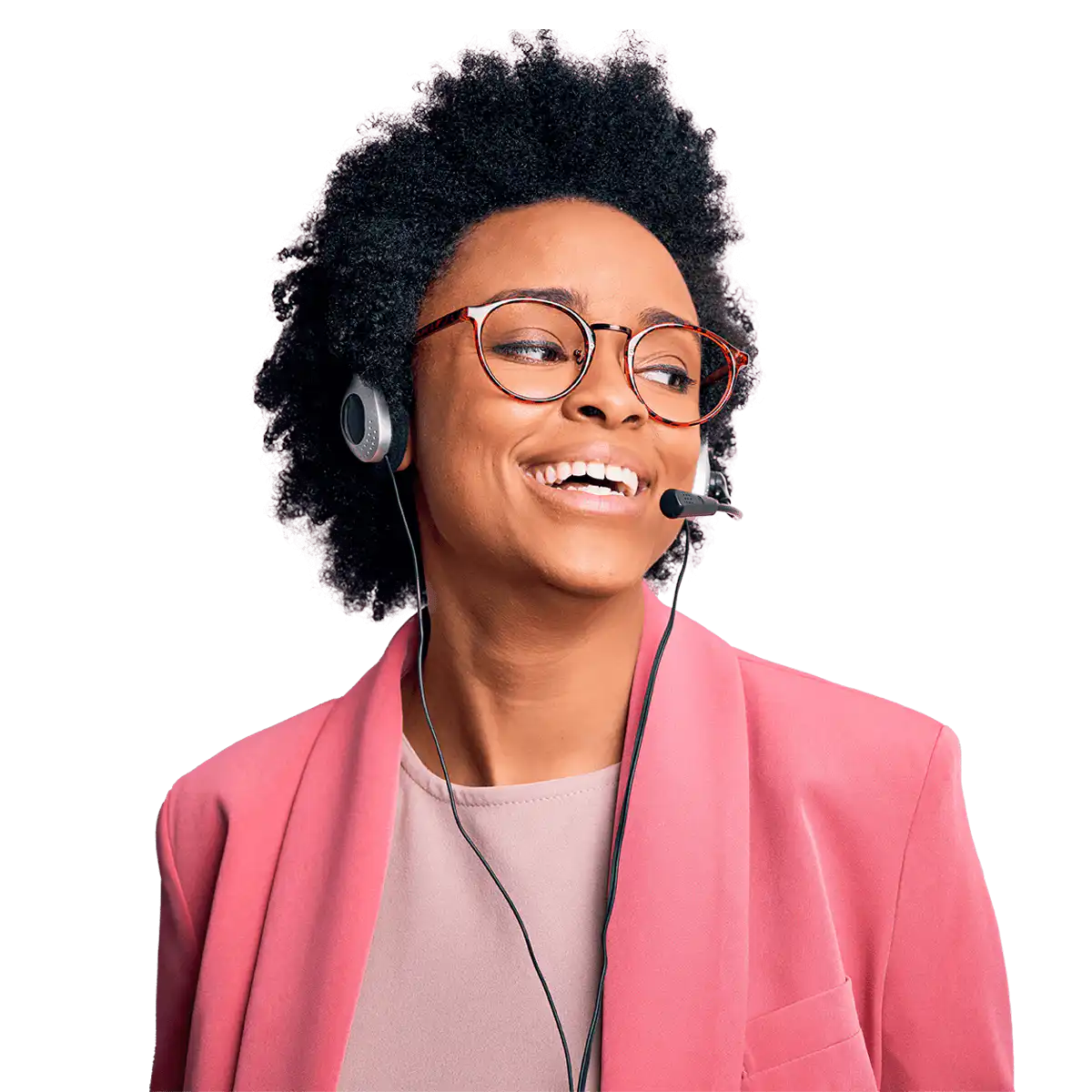 Employee using a headset