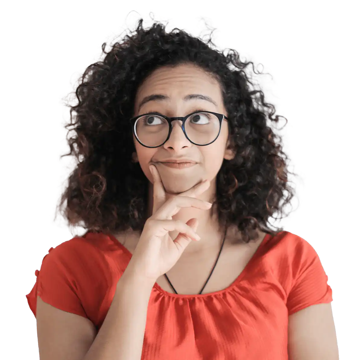 Person smiling and thinking