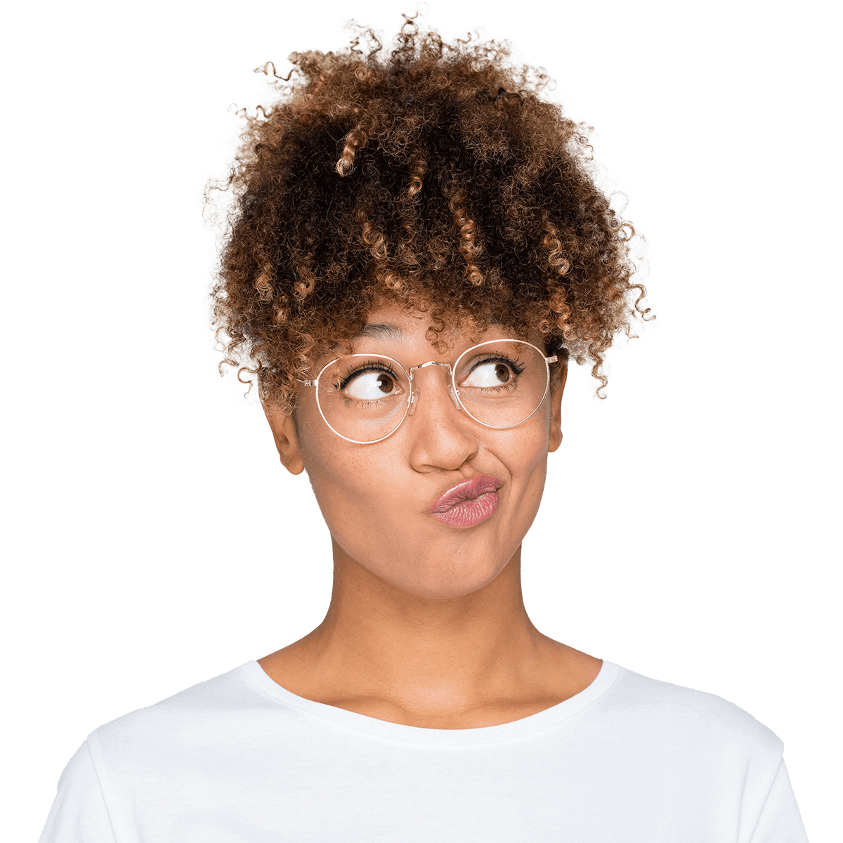 Person smiling and thinking
