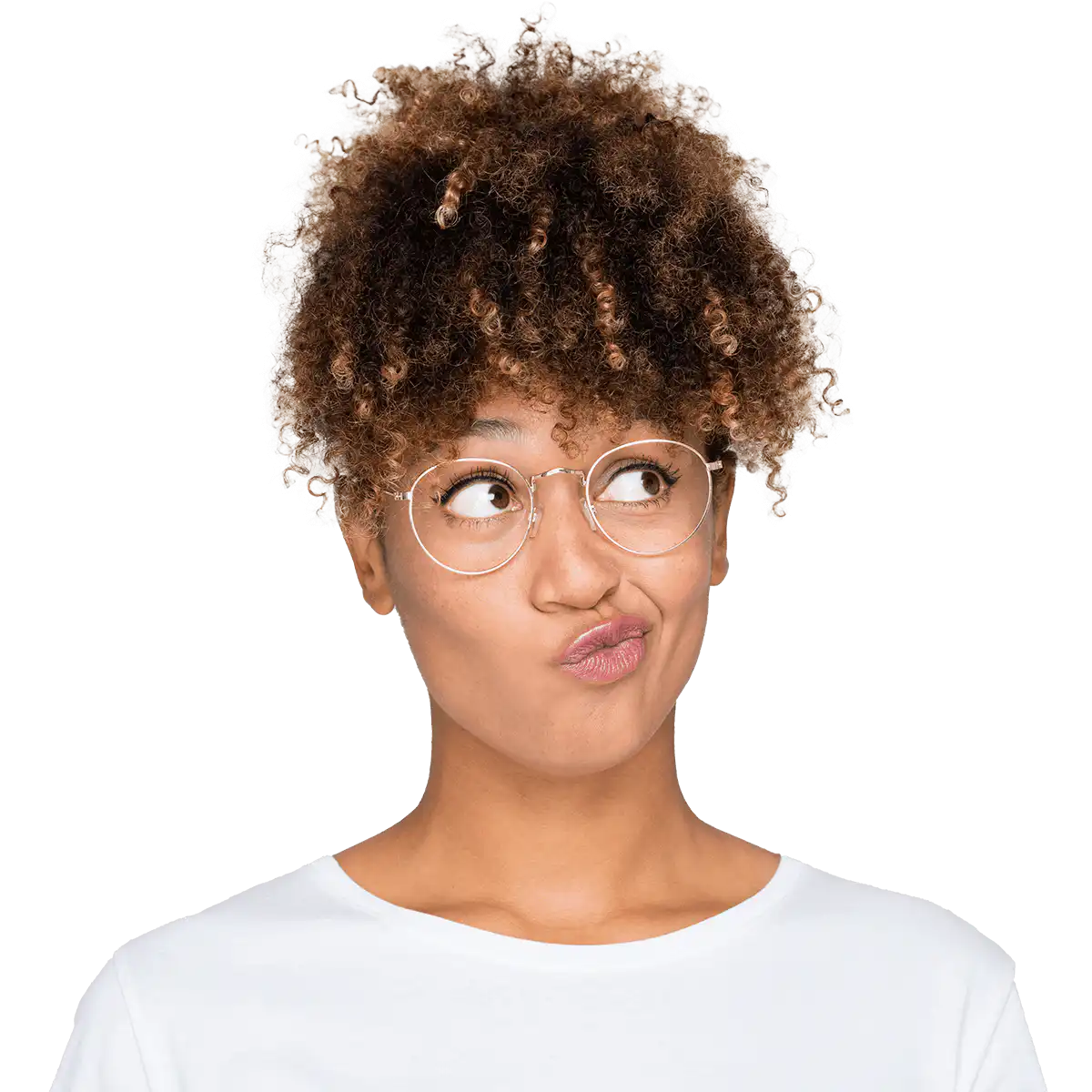 Person smiling and thinking