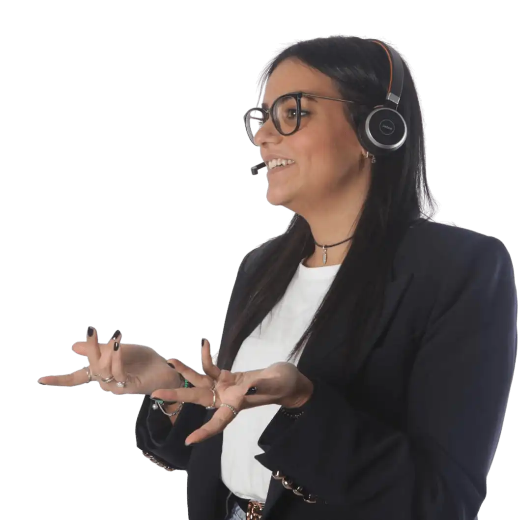 Global Lingo employee using a headset