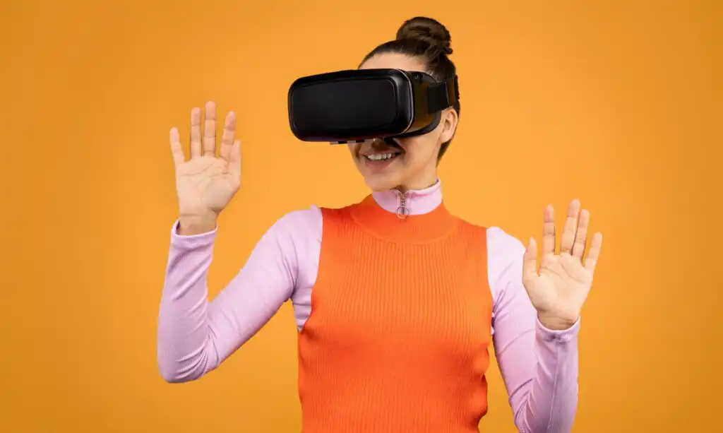 Employee engaging in a VR learning simulation
