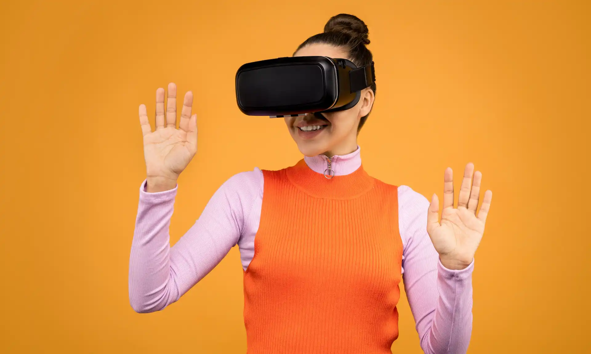 Employee engaging in a VR learning simulation