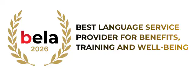 BELA 2026 Award - Best Employer for Benefits Training and Wellbeing - Global Lingo